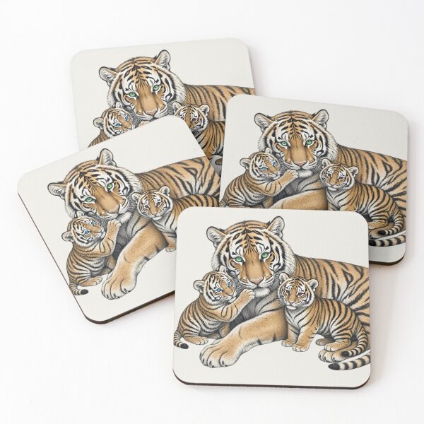 Item preview, Tiger Family with Cubs Pencil Drawing designed and sold by jo-e-basta.