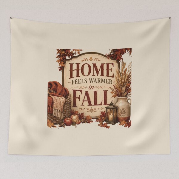 Item preview, Home Feels Warmer in Fall – Cozy Autumn Home Decor Design designed and sold by astersgraphics.