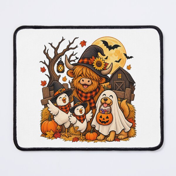 Item preview, Cute Halloween Highland Cow Ghost Chicken Pumpkin Witch Fall designed and sold by afr-saad.