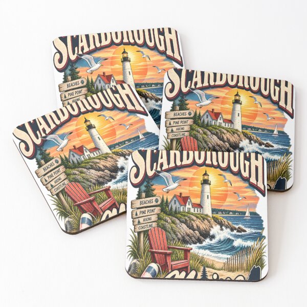 Item preview, Scarborough Maine Vintage Coastal Lighthouse – Pine Point Beach Retro Design designed and sold by CatLovers Studio.