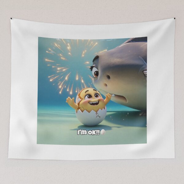 Item preview, Egg Character Meets the World's Biggest Whale Shark - Cute Ocean Art, Scene 3 designed and sold by HappyEggyShop.