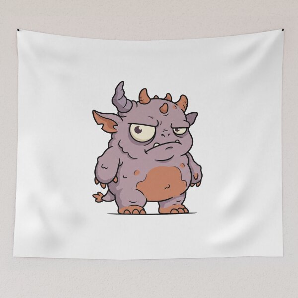 Item preview, Grumpy Little Purple Monster – Cute Chubby Cartoon Demon designed and sold by Pixele.