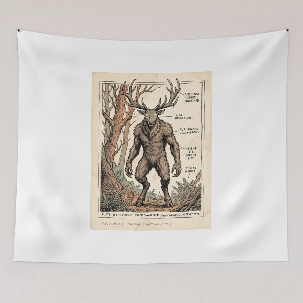 Item preview, The Forest Horned-Walker Cryptid – Vintage Field Guide designed and sold by Pixele.