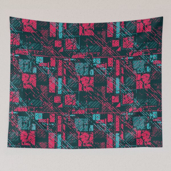Item preview, Cyberpunk Tech Grid Teal and Magenta Student Pattern designed and sold by ImStickerHappy.