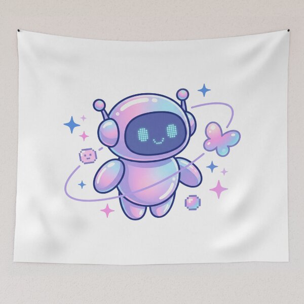 Item preview, Cute Kawaii Space Robot – Pastel Iridescent Pixel Bot Indie designed and sold by Pixele.