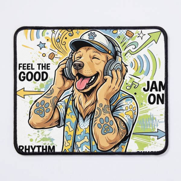 Item preview, Cool Dog with Headphones Retro Music Illustration designed and sold by Pawfect Vibes Hub.