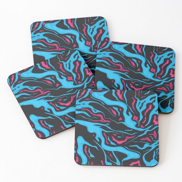 Item preview, Cyber Damascus Liquid Wave Neon Blue and Pink Student Pattern designed and sold by ImStickerHappy.