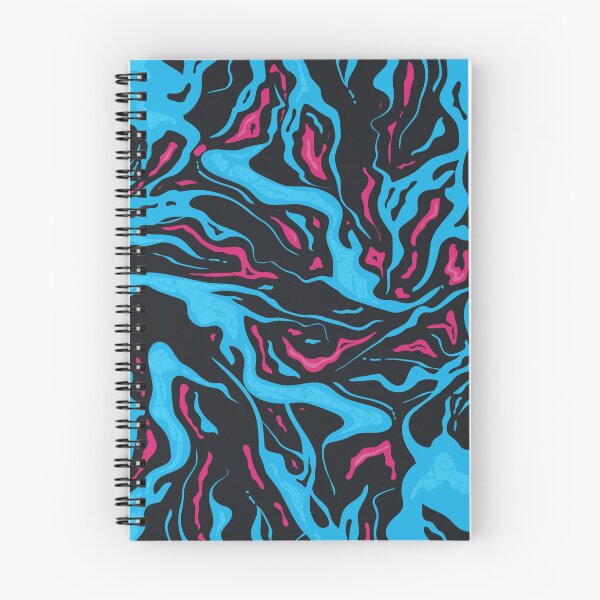 Item preview, Cyber Damascus Liquid Wave Neon Blue and Pink Student Pattern designed and sold by ImStickerHappy.