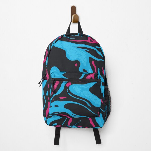 Item preview, Cyber Damascus Liquid Wave Neon Blue and Pink Student Pattern designed and sold by ImStickerHappy.