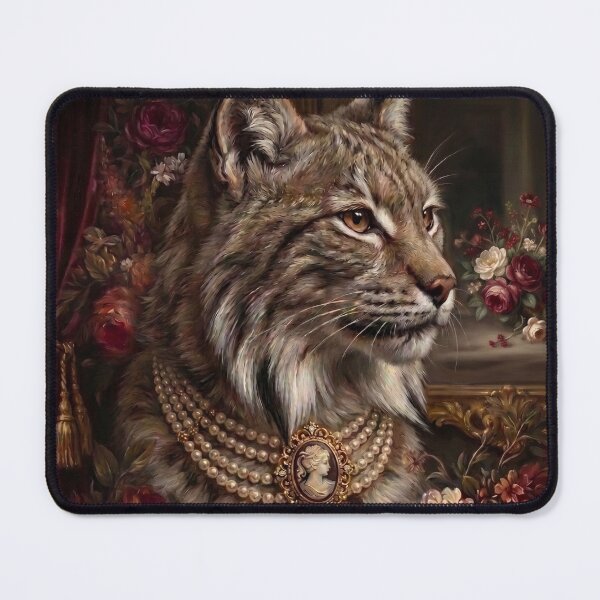 Item preview, Vintage Lynx Floral Cameo Necklace designed and sold by The Real Beast Art.