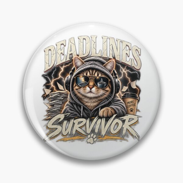 Item preview, Deadlines Survivor Cat – Funny Coffee Lover Cat Design designed and sold by WAJIHLZ.