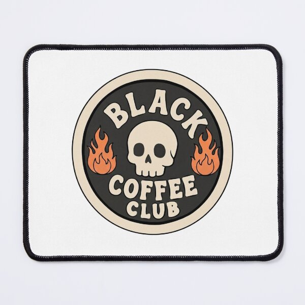Item preview, Black Coffee Club Skull and Flames Vintage Badge designed and sold by LuloCreative.