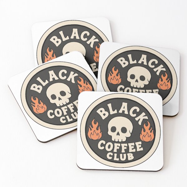 Item preview, Black Coffee Club Skull and Flames Vintage Badge designed and sold by LuloCreative.