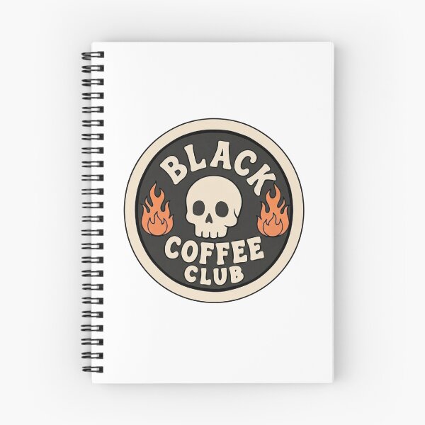 Item preview, Black Coffee Club Skull and Flames Vintage Badge designed and sold by LuloCreative.