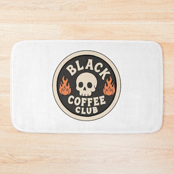 Item preview, Black Coffee Club Skull and Flames Vintage Badge designed and sold by LuloCreative.