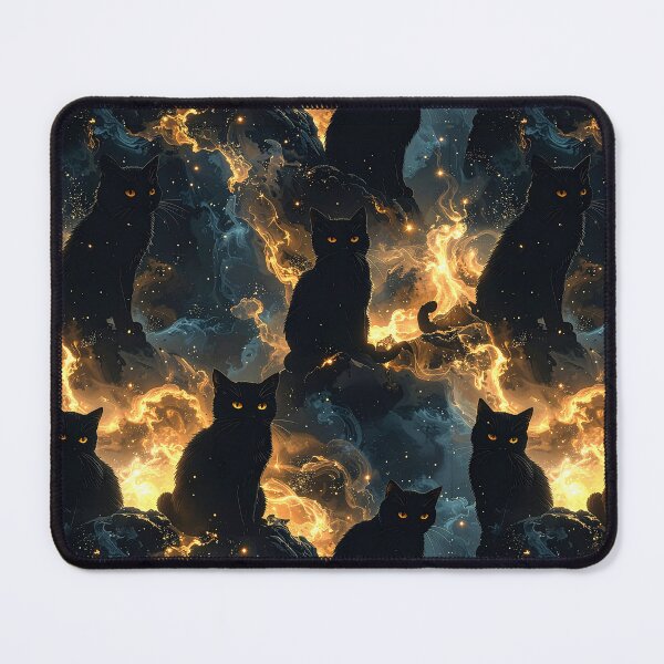 Item preview, Mystical cat pattern black and gold designed and sold by Mystic-Art-2.