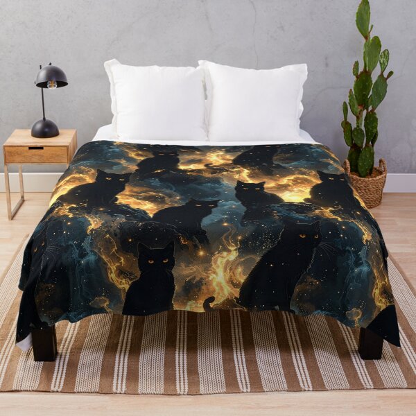 Item preview, Mystical cat pattern black and gold designed and sold by Mystic-Art-2.