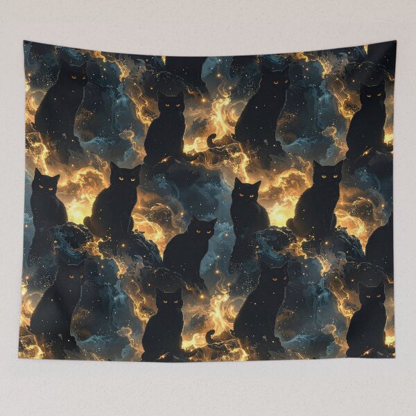 Item preview, Mystical cat pattern black and gold designed and sold by Mystic-Art-2.