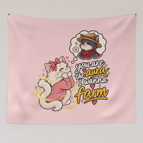 Item preview, You Are the Aura I Wanna Farm – Cute Romantic Cat Love Meme designed and sold by RaulWeirdAndFun.