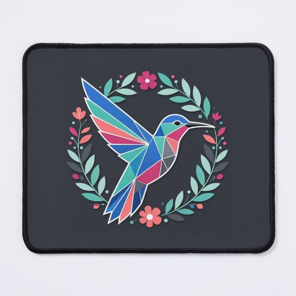 Item preview, Geometric Hummingbird Floral Wreath Vector Illustration designed and sold by Owcomm.