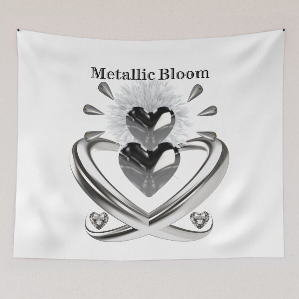 Item preview, Lujoso corazón metálico plateado y escudo de diamantes con plumas blancas. designed and sold by MinimalAurashop.