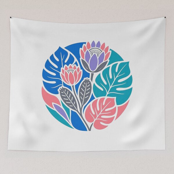 Item preview, Vibrant Tropical Protea Floral Circle Illustration designed and sold by Owcomm.