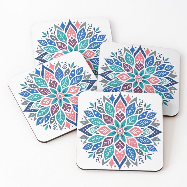Item preview, Vibrant Blue Floral Botanical Mandala Circle designed and sold by Owcomm.
