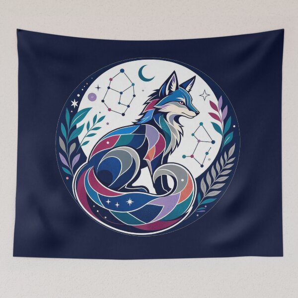 Item preview, Celestial Mystic Fox Stained Glass Cosmos designed and sold by Owcomm.