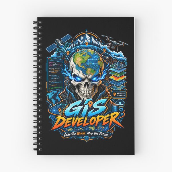 Artikelvorschau, GIS Developer Skull – Die Welt programmieren, die Zukunft kartieren entworfen und verkauft von Koepke Art & Design.