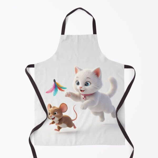 Item preview, Cute White Cat and Little Mouse Playing Together - 3D Cartoon Illustration designed and sold by Hipa19.