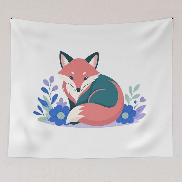 Item preview, Cute Red Fox Resting Among Blue Florals designed and sold by Owcomm.