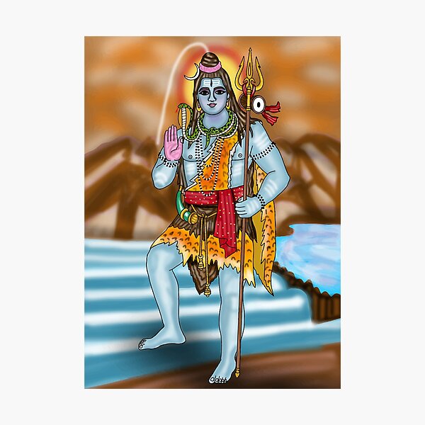 Item preview, Dibujo digital del Señor Shiva | Ilustración de arte espiritual del dios hindú Mahadev designed and sold by Harshit_Digital_Arts.