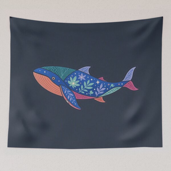 Item preview, Magical Floral Whale Ocean Life Illustration designed and sold by Owcomm.