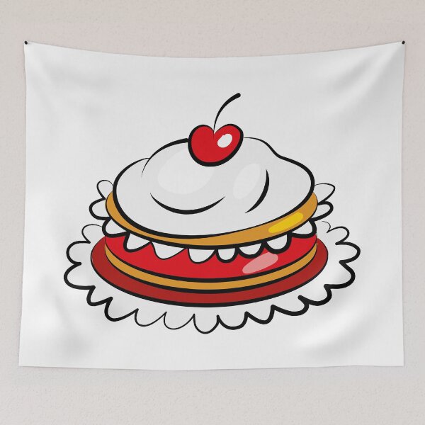 Item preview, Cute Cherry Cream Cake Illustration designed and sold by Ekaterina  Biserova.