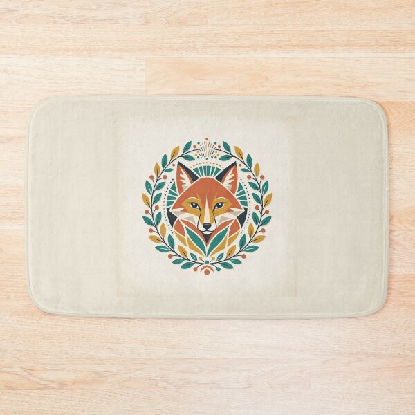 Item preview, Geometric Fox Portrait with Botanical Wreath designed and sold by Owcomm.