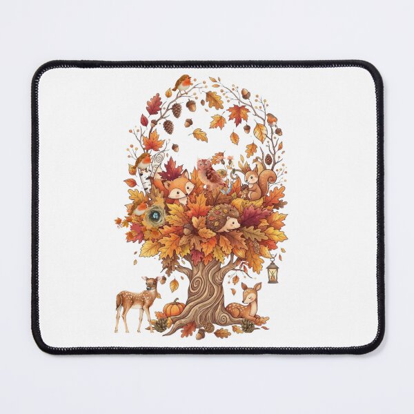 Item preview, Cute Autumn Woodland Tree with Animals Fall Season Watercolor Art designed and sold by VibranPalette.