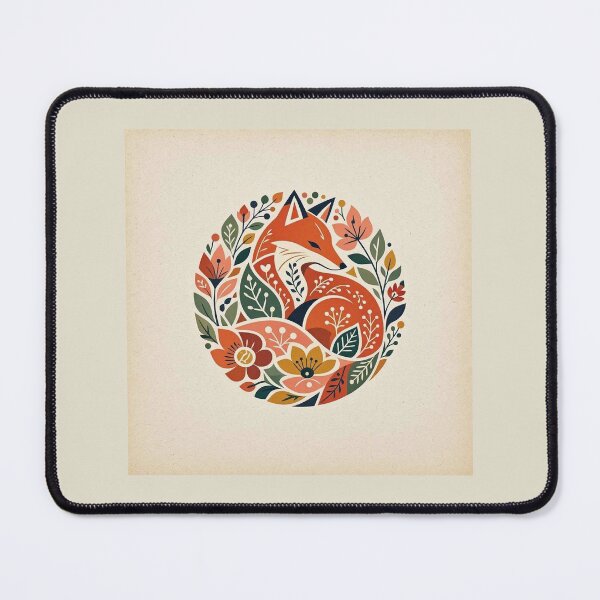 Item preview, Cute Red Fox Surrounded by Autumn Floral Motifs designed and sold by Owcomm.