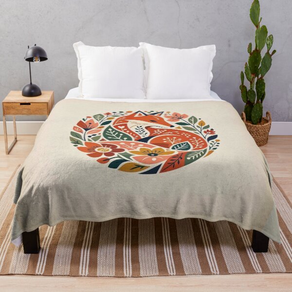 Item preview, Cute Red Fox Surrounded by Autumn Floral Motifs designed and sold by Owcomm.