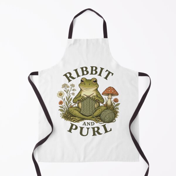 Item preview, Ribbit and Purl Cottagecore Knitting Frog designed and sold by BoosterShop.