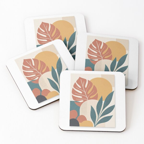 Item preview, Mid Century Modern Botanical Leaves Geometric Shape Art designed and sold by Owcomm.