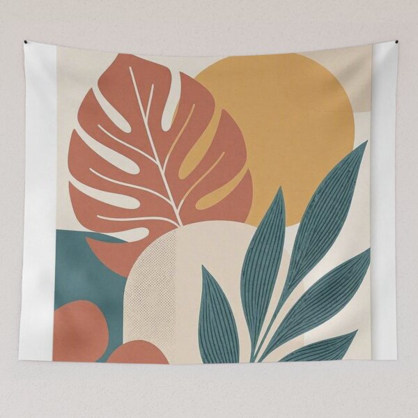 Item preview, Mid Century Modern Botanical Leaves Geometric Shape Art designed and sold by Owcomm.