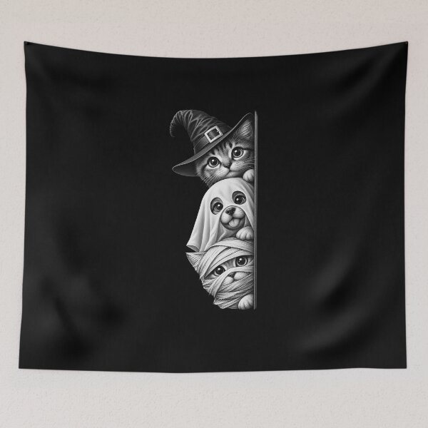 Item preview, Halloween Kittens Witch Ghost and Mummy Cats designed and sold by elderberry.