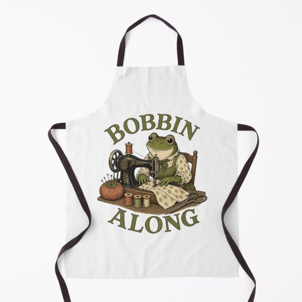 Item preview, Bobbin Along Cottagecore Sewing Frog designed and sold by BoosterShop.
