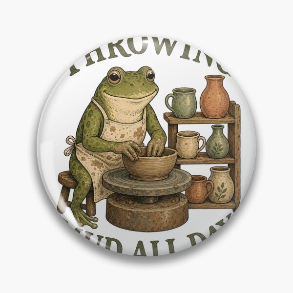 Item preview, Throwing Mud All Day Cottagecore Pottery Frog designed and sold by BoosterShop.