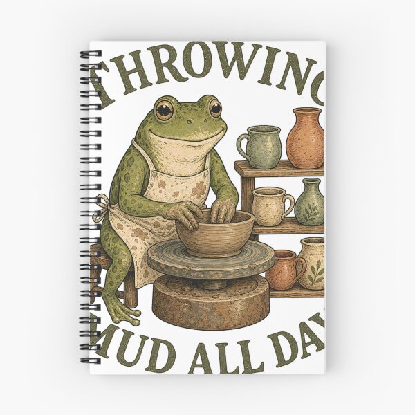 Item preview, Throwing Mud All Day Cottagecore Pottery Frog designed and sold by BoosterShop.