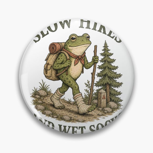 Item preview, Slow Hikes And Wet Socks Cottagecore Hiking Frog designed and sold by BoosterShop.