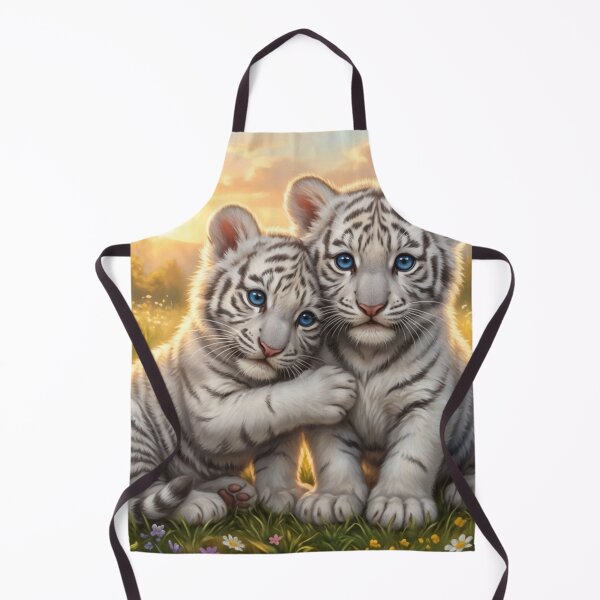 Item preview, White Tiger Cubs in a Wildflower Meadow designed and sold by TreatLLC.