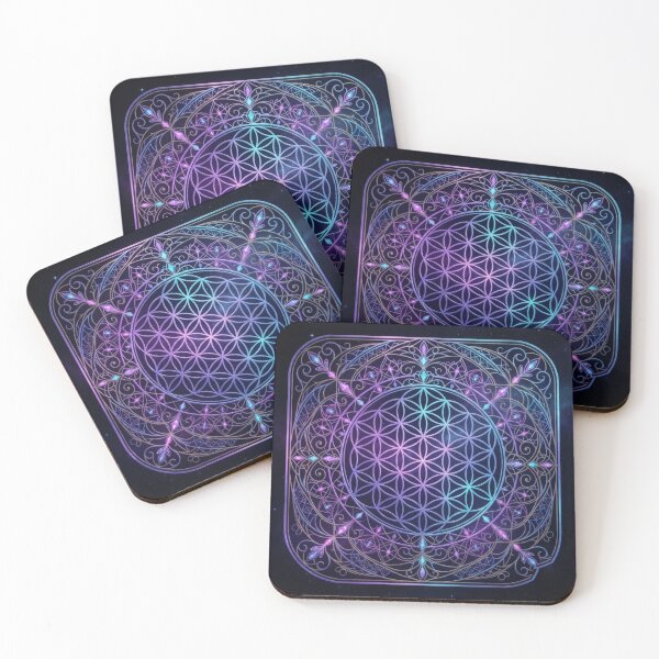Item preview, Sacred geometry: the Flower of Life in square neon filigree designed and sold by Azurart2.
