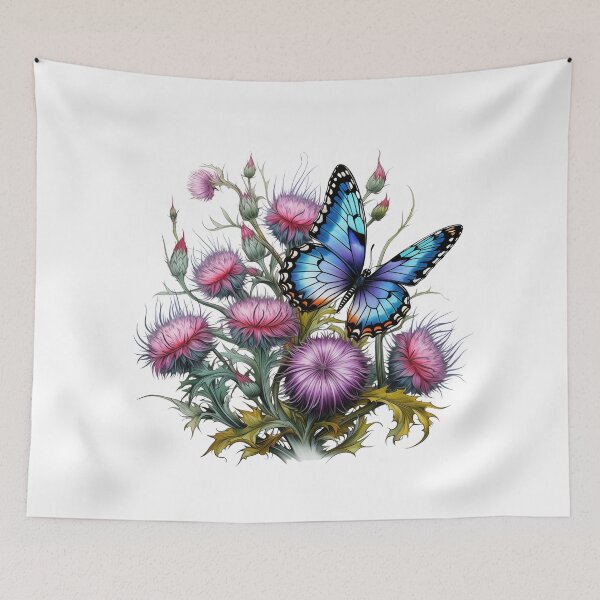 Item preview, Blue Butterfly on Thistles designed and sold by ljgift.