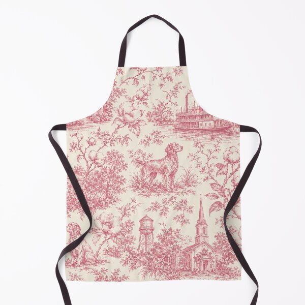 Item preview, Southern pink toile pattern with magnolias and riverboat scenes designed and sold by Rue Design Company.